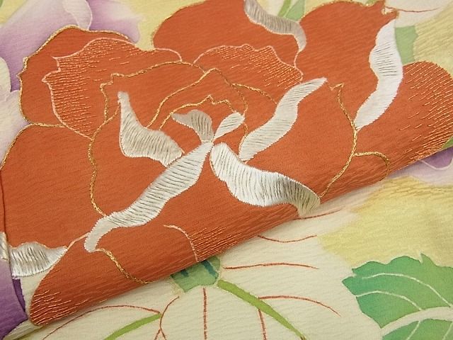 平和屋本店●極上　創業130年　江戸染繍友禅　大彦　振袖　枝花文　逸品s6885