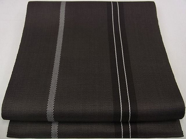 平和屋本店●極上 本場黄八丈 黒八丈 西條吉広 手織 八寸名古屋帯 間道 紬 証紙付き 逸品s6941