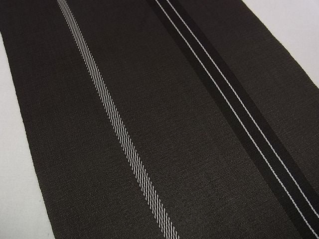 平和屋本店●極上 本場黄八丈 黒八丈 西條吉広 手織 八寸名古屋帯 間道 紬 証紙付き 逸品s6941