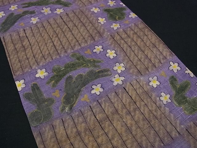 平和屋本店●希少 染色作家 山本由季 九寸名古屋帯 紬地 兎 逸品s6947