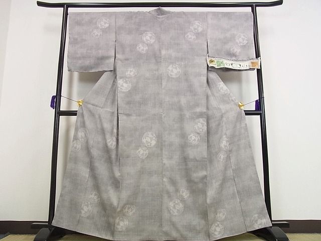 平和屋本店●超希少 本場結城紬 重要無形文化財 地機 １６０亀甲 奥順謹製 鞠 証紙付き 逸品 未使用s7031