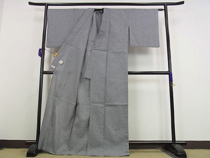 平和屋本店■極上　新江戸染　変り織　浴衣　源氏物語　綿麻　証紙付き　逸品　未使用s7090