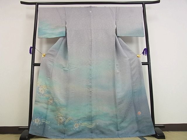 平和屋本店●極上　初代　久保田一竹　幻の辻が花　訪問着　絞り　金通し地　さが美扱い　逸品s7277