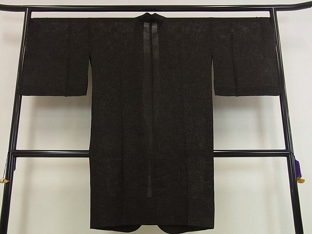 期間限定セール50%off■極上　道中着　塵除け　スリーシーズン　春夏秋　変わり絽　黒地　金通し地　ロング丈　逸品　未使用s7338