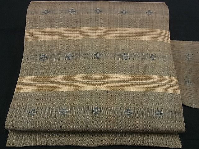 平和屋本店＊希少 夏物 人間国宝 平良敏子 喜如嘉の芭蕉布 花織 八寸名古屋帯 証紙付き 逸品s7450