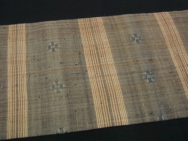 平和屋本店＊希少 夏物 人間国宝 平良敏子 喜如嘉の芭蕉布 花織 八寸名古屋帯 証紙付き 逸品s7450