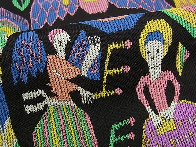 期間限定セール20％off●極上　龍村晋謹製　傳匠名錦　瑞典天使文錦　六通柄袋帯　黒地　逸品s8284
