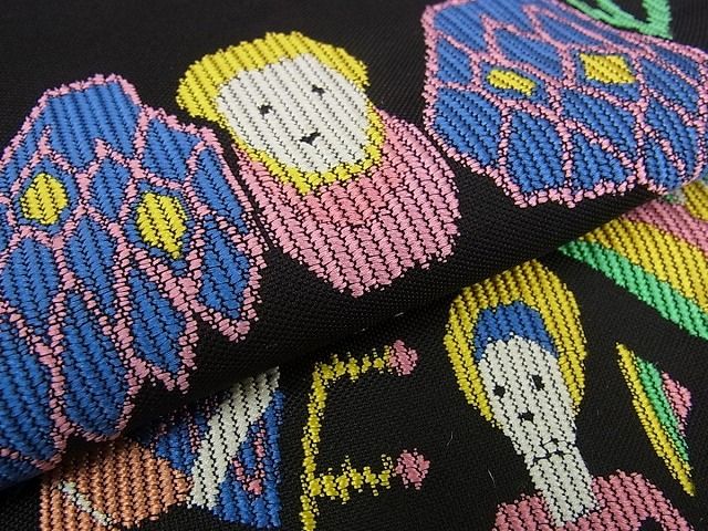 期間限定セール20％off●極上　龍村晋謹製　傳匠名錦　瑞典天使文錦　六通柄袋帯　黒地　逸品s8284