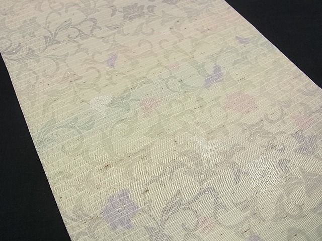 平和屋本店●極上 全通柄袋帯 スリーシーズン 和紙 もじり織 うるわし 金色堂唐草 証紙付き 逸品s8297