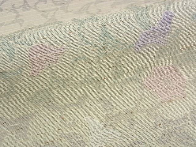 平和屋本店●極上 全通柄袋帯 スリーシーズン 和紙 もじり織 うるわし 金色堂唐草 証紙付き 逸品s8297