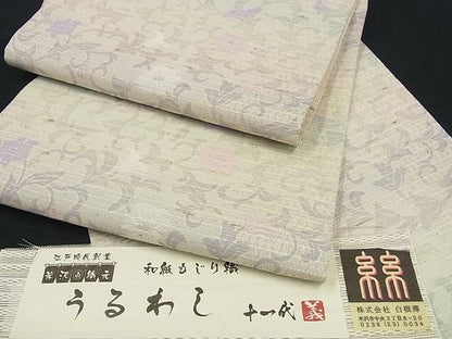 平和屋本店●極上 全通柄袋帯 スリーシーズン 和紙 もじり織 うるわし 金色堂唐草 証紙付き 逸品s8297