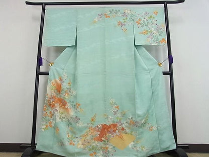 平和屋本店■極上　野口真造　大彦二代目　江戸染繍友禅　訪問着　駒刺繍　冊子に萩　金糸　逸品s8568