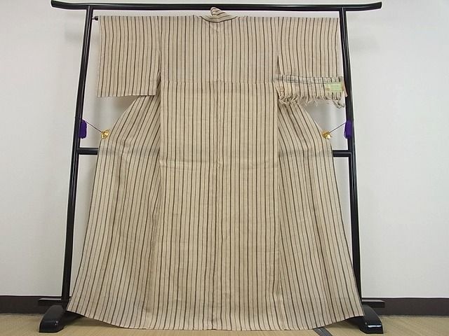 平和屋本店＊極上 夏物 越後上布 林宗平 間道 証紙付き 逸品 未使用s8633