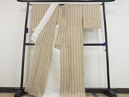 平和屋本店＊極上 夏物 越後上布 林宗平 間道 証紙付き 逸品 未使用s8633