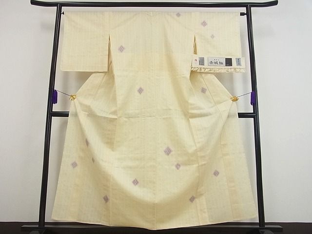 平和屋本店▽極上 十日町 名門青柳謹製 櫛引織 赤城紬 草木染 単衣 山さくら やまと誂製 証紙付き 逸品s8686