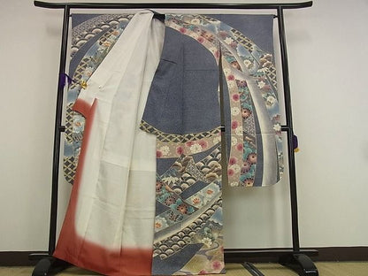 平和屋本店●極上 名門 藤娘きぬたや・総絞り 振袖 束ね熨斗花文 落款あり パールトーン加工済 逸品s9159