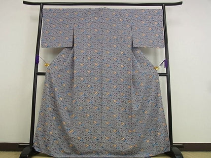 平和屋本店●最高級　城間栄順　本場琉球紅型　小紋　草花文　反端付き　逸品　未使用2s9271