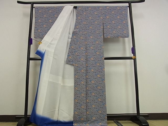 平和屋本店●最高級　城間栄順　本場琉球紅型　小紋　草花文　反端付き　逸品　未使用2s9271