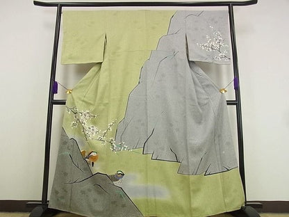 平和屋本店●極上 人間国宝 羽田登喜男 TOKIOetTOKI 訪問着 枝梅に鴛鴦 たたき染 金彩 健勝苑扱い 逸品 未使用2s9436