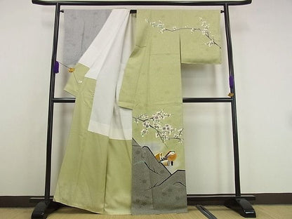 平和屋本店●極上 人間国宝 羽田登喜男 TOKIOetTOKI 訪問着 枝梅に鴛鴦 たたき染 金彩 健勝苑扱い 逸品 未使用2s9436