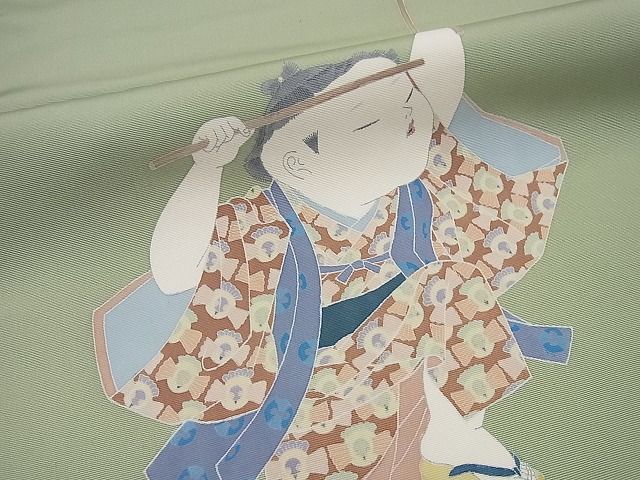 平和屋本店●希少　加賀友禅の巨匠　初代　由水十久　塩瀬　九寸名古屋帯　童子　折鶴　三越扱い　逸品3s964
