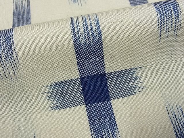 平和屋本店●超希少 芝崎重一 正藍染十字絣 紬 逸品 未使用s9856