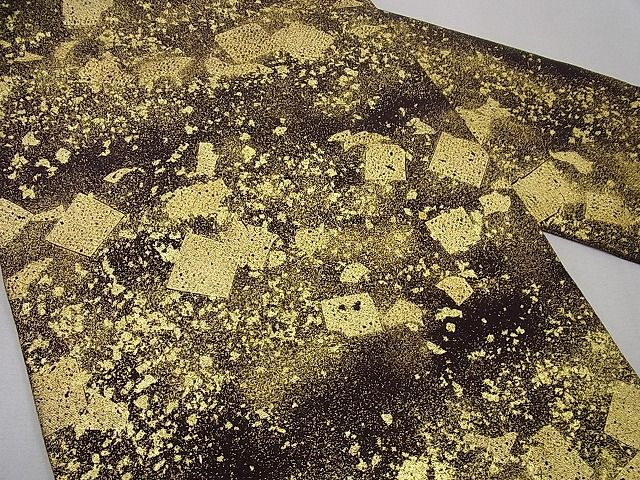 平和屋本店●極上　浦野理一　九寸名古屋帯　箔散らし　金彩　鬼しぼ縮緬　逸品3s985
