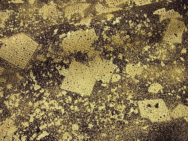 平和屋本店●極上　浦野理一　九寸名古屋帯　箔散らし　金彩　鬼しぼ縮緬　逸品3s985