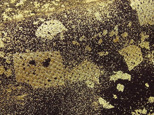 平和屋本店●極上　浦野理一　九寸名古屋帯　箔散らし　金彩　鬼しぼ縮緬　逸品3s985