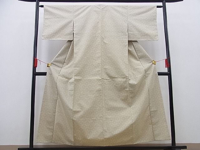 平和屋着物●本場大島紬 白大島 菱吉祥文 逸品 未使用 n-sa1137