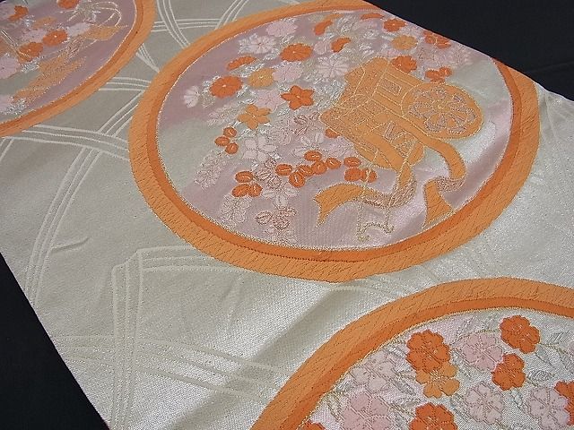 平和屋着物■六通柄袋帯 唐織 御所車花丸文 金銀糸 逸品 n-sa1618