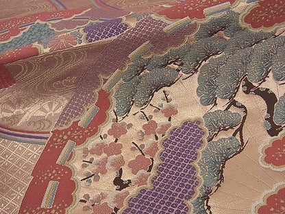 平和屋着物■六通柄袋帯 檜扇吉祥花文 金糸 逸品 n-sa1704