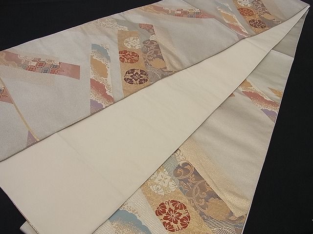 平和屋着物■六通柄袋帯 慶長松皮文 金銀糸 逸品 n-sa1787