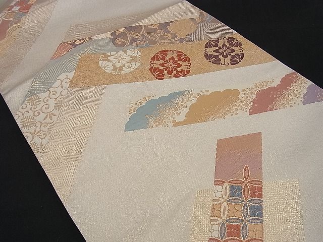 平和屋着物■六通柄袋帯 慶長松皮文 金銀糸 逸品 n-sa1787