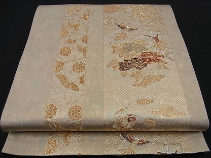 平和屋着物■六通柄袋帯 花鳥間道 金銀糸 逸品 n-sa1796