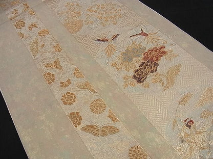 平和屋着物■六通柄袋帯 花鳥間道 金銀糸 逸品 n-sa1796