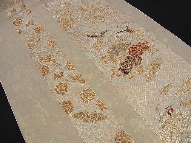 平和屋着物■六通柄袋帯 花鳥間道 金銀糸 逸品 n-sa1796