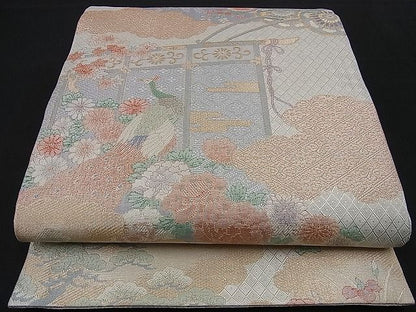 平和屋着物■宝舞本佐賀錦 六通柄袋帯 雲取り孔雀花文 九百錦 逸品 n-sa1818