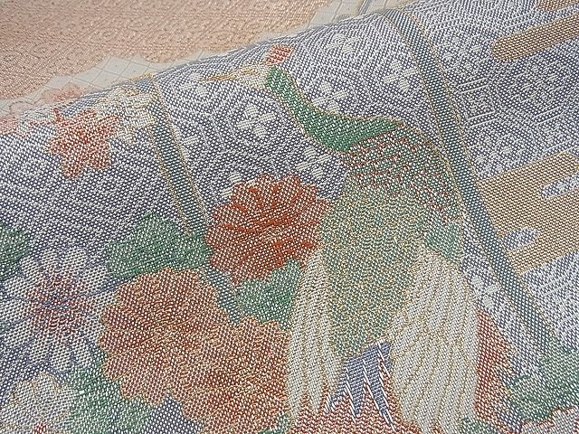 平和屋着物■宝舞本佐賀錦 六通柄袋帯 雲取り孔雀花文 九百錦 逸品 n-sa1818