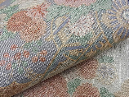 平和屋着物■宝舞本佐賀錦 六通柄袋帯 雲取り孔雀花文 九百錦 逸品 n-sa1818