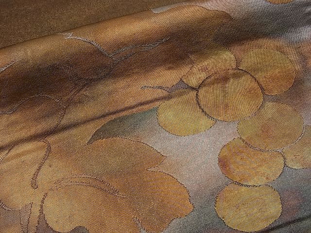 平和屋着物■六通太鼓柄袋帯 葡萄蔦の葉文 引箔 逸品 n-sa1831