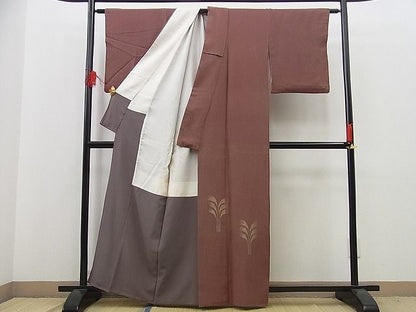 平和屋着物■付下げ 刺繍 草葉文 逸品 n-sa1862