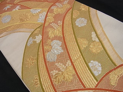 平和屋着物■六通柄袋帯 松竹梅 立波吉祥草花文 金銀糸 逸品 n-sa2149