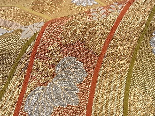 平和屋着物■六通柄袋帯 松竹梅 立波吉祥草花文 金銀糸 逸品 n-sa2149