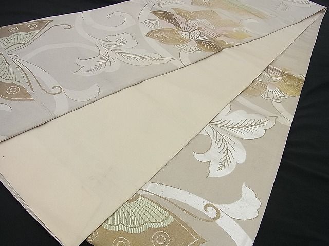 平和屋着物■六通柄袋帯 舞蝶花唐草文 金銀糸 逸品 n-sa2168