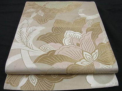 平和屋着物■六通柄袋帯 舞蝶花唐草文 金銀糸 逸品 n-sa2168