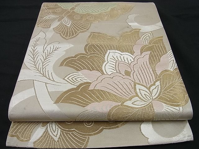 平和屋着物■六通柄袋帯 舞蝶花唐草文 金銀糸 逸品 n-sa2168