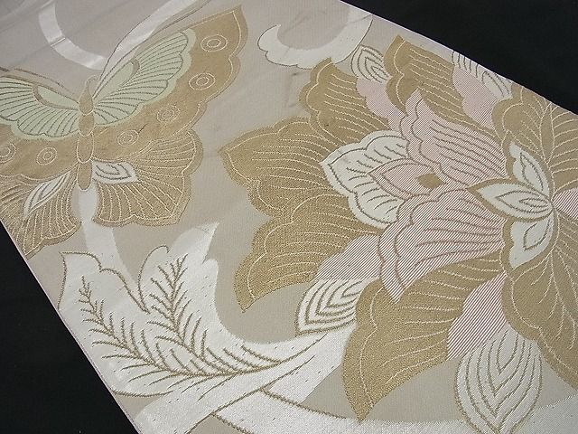 平和屋着物■六通柄袋帯 舞蝶花唐草文 金銀糸 逸品 n-sa2168