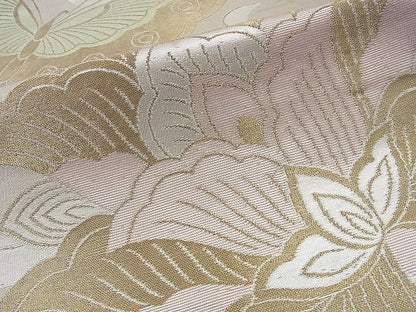 平和屋着物■六通柄袋帯 舞蝶花唐草文 金銀糸 逸品 n-sa2168