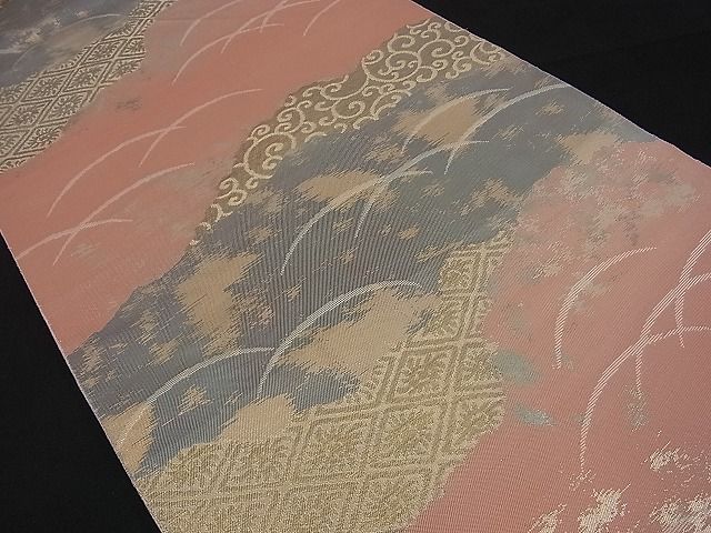 平和屋着物■西陣 服部織物謹製 六通柄袋帯 こはく錦 吉祥芝唐草文 金糸 逸品 n-sa2172